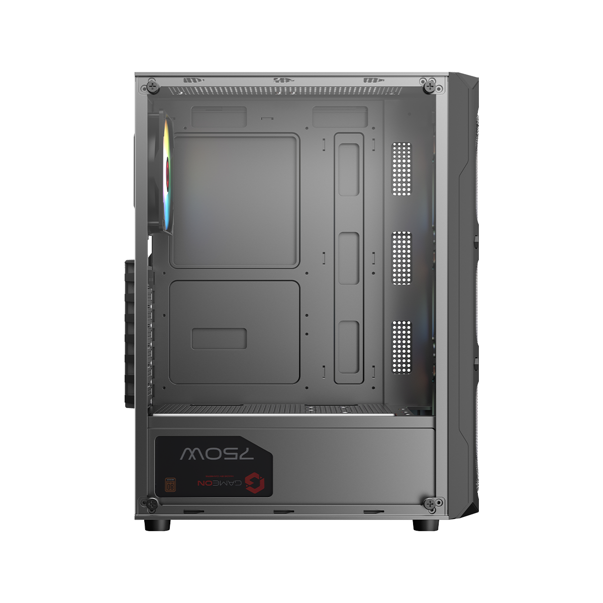 GAMEON TRIDENT III-M POWERFORGE Series Mid Tower Gaming Case with 750W Power Supply Pre-Installed - Black