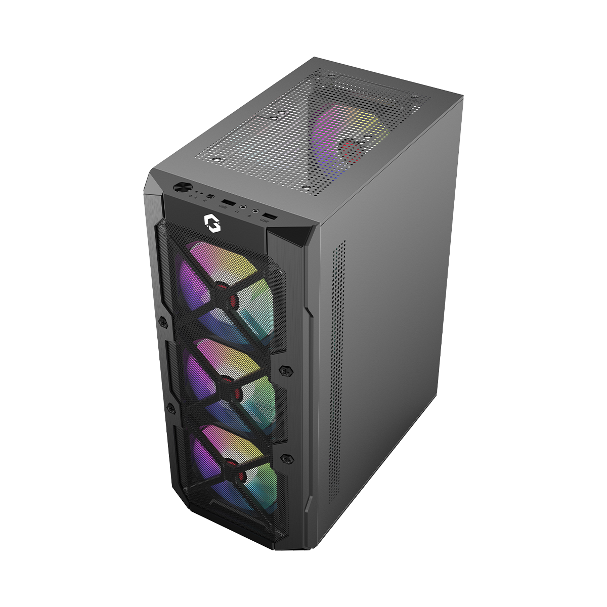 GAMEON TRIDENT III-M POWERFORGE Series Mid Tower Gaming Case with 750W Power Supply Pre-Installed - Black