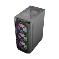 GAMEON TRIDENT III-M POWERFORGE Series Mid Tower Gaming Case with 750W Power Supply Pre-Installed - Black