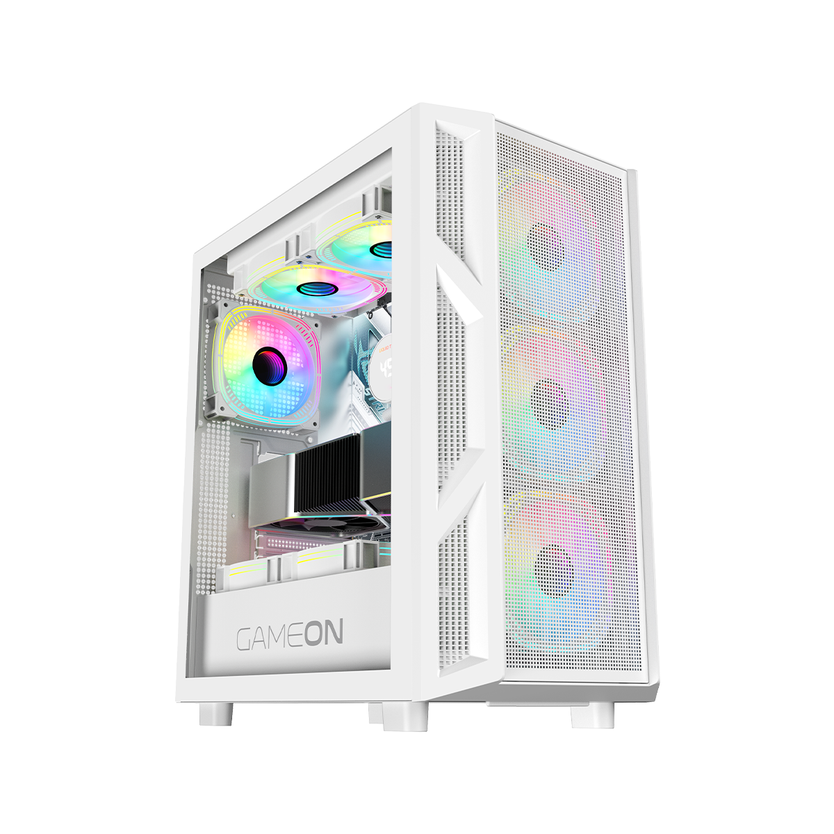 GAMEON Trident IV-A POWERFORGE Series Mid Tower Gaming Case with 750W Power Supply Pre-Installed - White