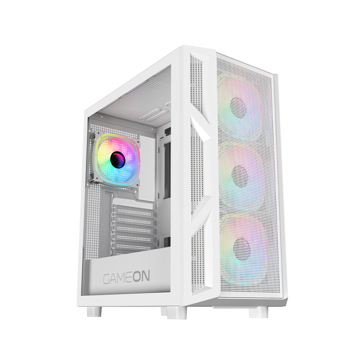 GAMEON Trident IV-A POWERFORGE Series Mid Tower Gaming Case with 750W Power Supply Pre-Installed - White