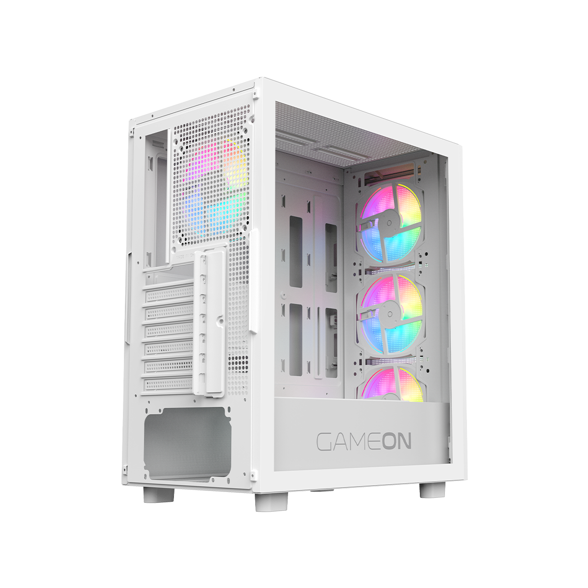 GAMEON Trident IV-A POWERFORGE Series Mid Tower Gaming Case with 750W Power Supply Pre-Installed - White