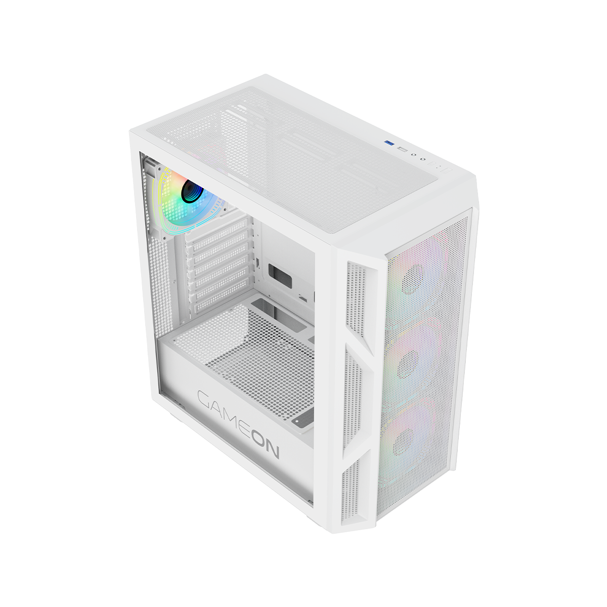 GAMEON Trident IV-A POWERFORGE Series Mid Tower Gaming Case with 750W Power Supply Pre-Installed - White