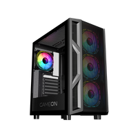 GAMEON Trident IV-M POWERFORGE Series Mid Tower Gaming Case with 750W Power Supply Pre-Installed - Black
