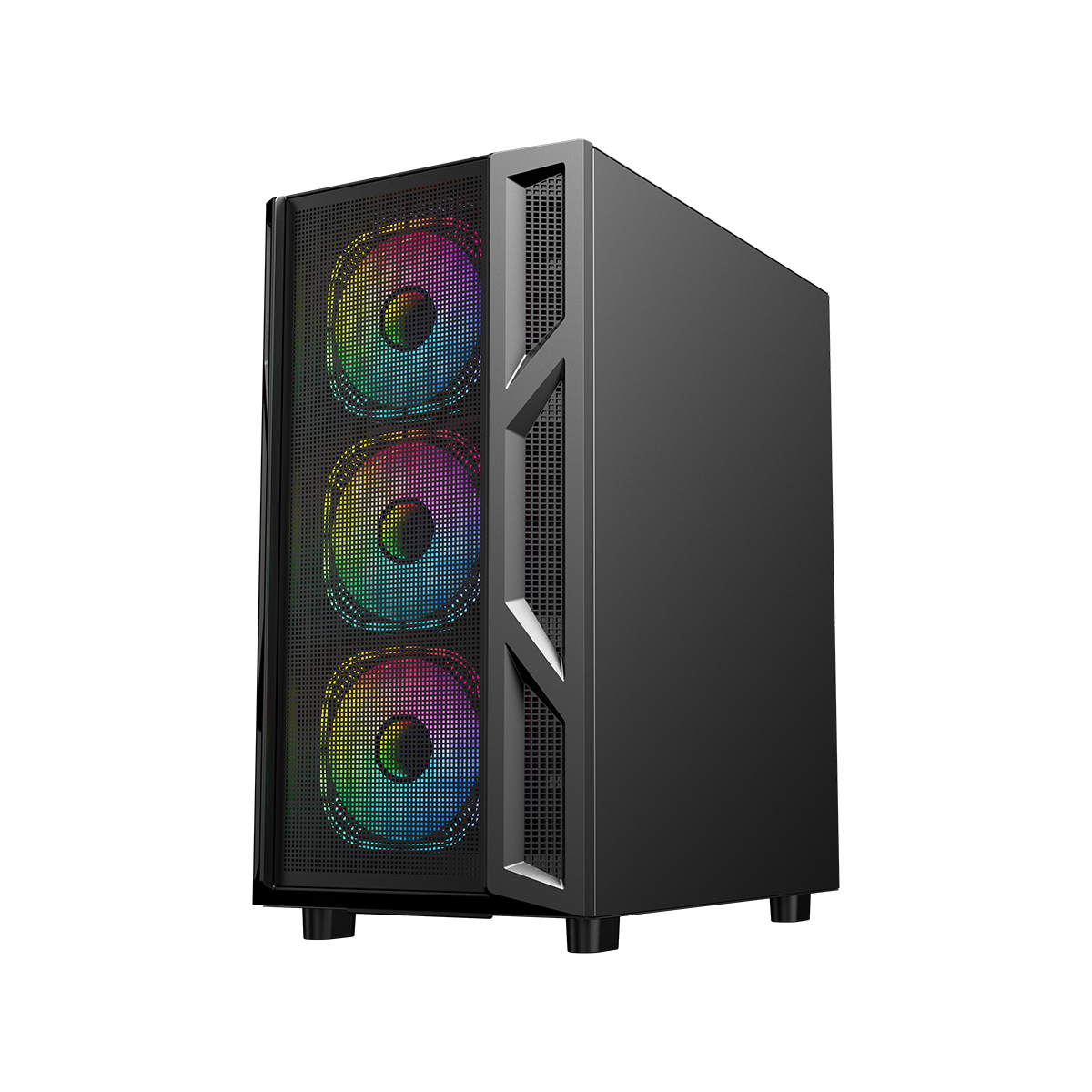 GAMEON Trident IV-M POWERFORGE Series Mid Tower Gaming Case with 750W Power Supply Pre-Installed - Black