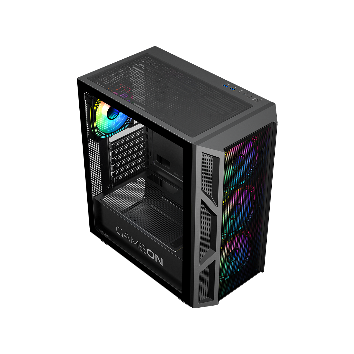 GAMEON Trident IV-M POWERFORGE Series Mid Tower Gaming Case with 750W Power Supply Pre-Installed - Black
