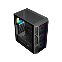 GAMEON Trident IV-M POWERFORGE Series Mid Tower Gaming Case with 750W Power Supply Pre-Installed - Black