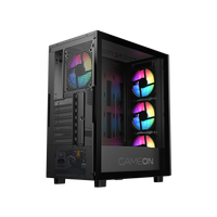 GAMEON Trident IV-M POWERFORGE Series Mid Tower Gaming Case with 750W Power Supply Pre-Installed - Black