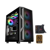 GAMEON Trident IV-M POWERFORGE Series Mid Tower Gaming Case with 750W Power Supply Pre-Installed - Black