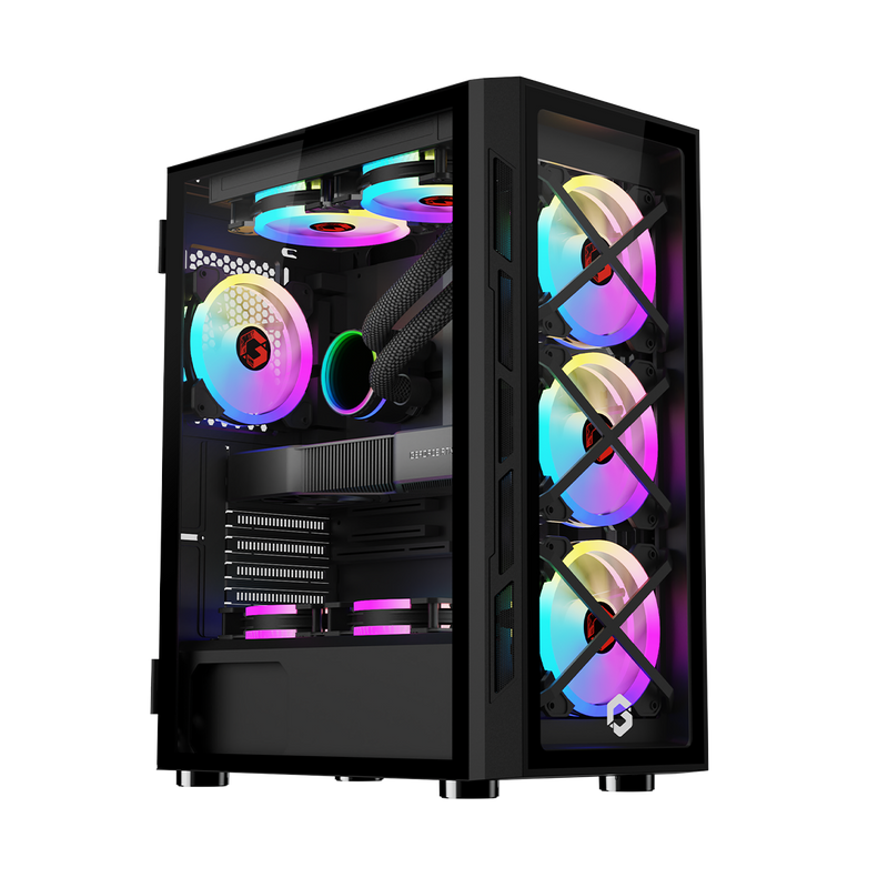 GAMEON TRIDENT III Mid Tower Gaming Case (Fixed ARGB) 4 Fans