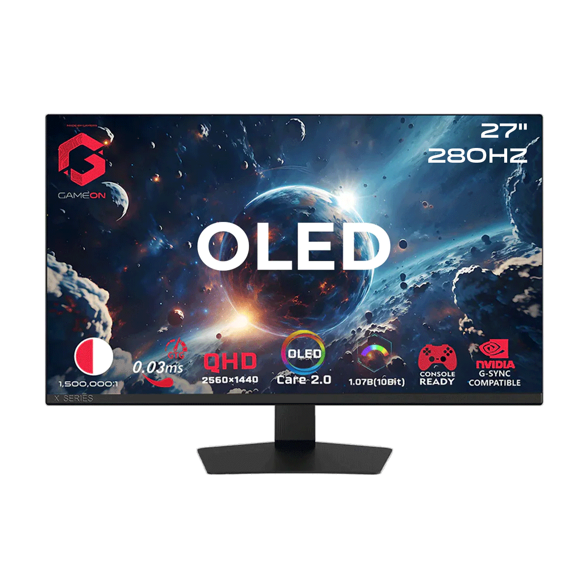 GAMEON GO27QDOLD280 Signature X Series 27" OLED QHD, 280Hz, 0.03ms, HDMI 2.1, Gaming Monitor (Supports PS5) - Black