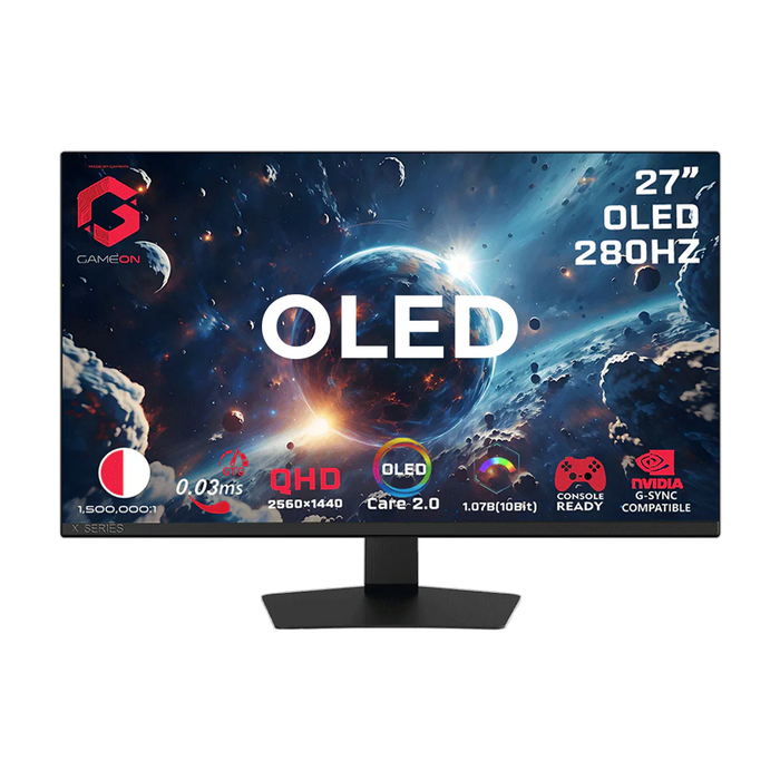 GAMEON GO27QDOLD280 Signature X Series 27" OLED QHD, 280Hz, 0.03ms, HDMI 2.1, Gaming Monitor (Supports PS5) - Black