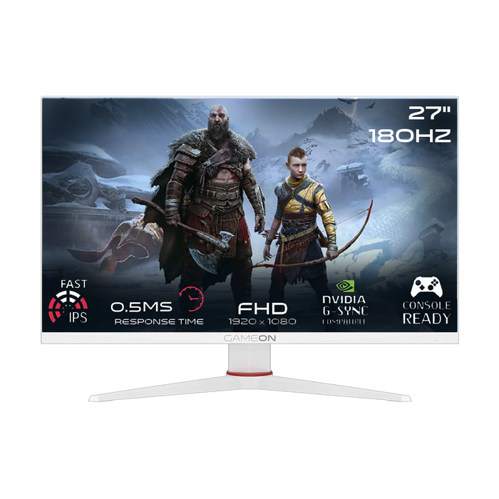 جيم أون, شاشة الألعاب فئة أرتيك برو بحجم 27 بوصة, 180 هرتز, زمن الاستجابه 0.5 تدعم سوني 5 - أبيض