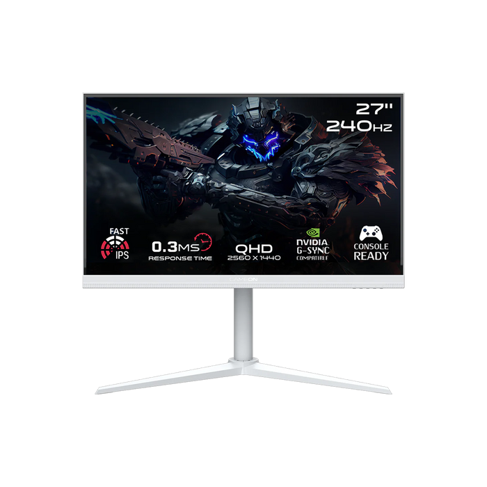 GAMEON GOA27QHD240IPS Artic Pro Series 27" QHD, 240Hz, MPRT 0.3ms, HDMI 2.1, Fast IPS Gaming Monitor (Supports PS5) - White