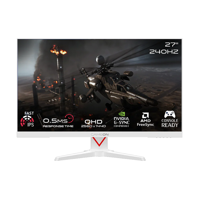 GAMEON GOAD27QHD240IPS Dominator Series 27" QHD, 240Hz, MPRT 0.5ms, HDMI 2.1, Fast IPS Gaming Monitor (Supports PS5) - White