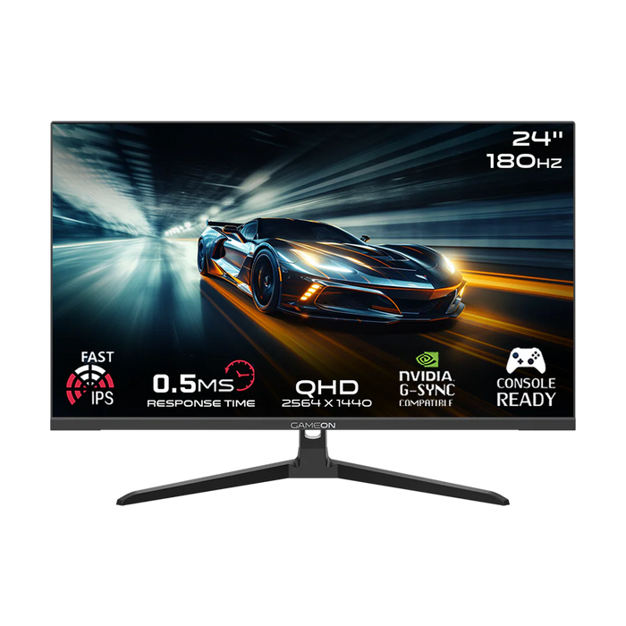GAMEON GOAE24QHD180IPS Pro Series 24” QHD 180HZ, MPRT 0.5ms, HDMI 2.1, Fast IPS Gaming Monitor (Supports PS5) - Black