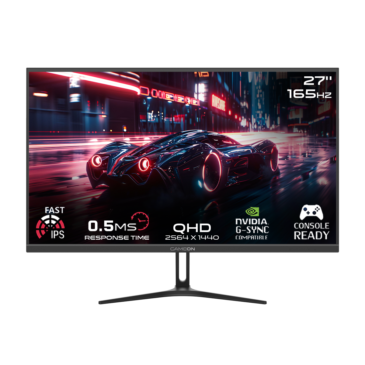 GAMEON GOAE27QHD165IPS Pro Series 27" QHD, 165Hz, MPRT 0.5ms, HDMI 2.1, Fast IPS Gaming Monitor (Supports PS5) - Black