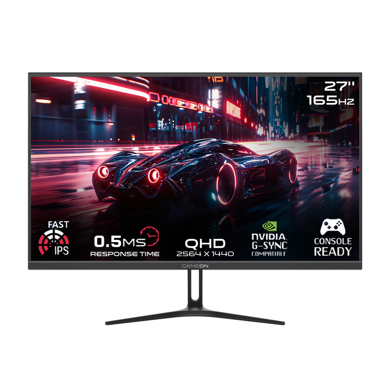 GAMEON GOAE27QHD165IPS Pro Series 27" QHD, 165Hz, MPRT 0.5ms, HDMI 2.1, Fast IPS Gaming Monitor (Supports PS5) - Black