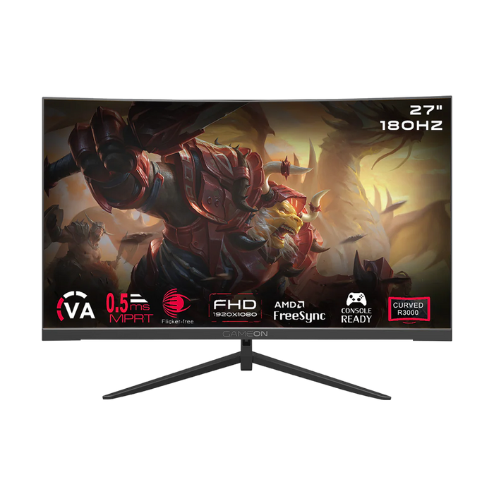 GAMEON GOC27F180VA Pro Series 27" FHD, 180Hz, MPRT 0.5ms, HDMI 2.1, VA Panel Curved Gaming Monitor 3000R 16:9 (Supports PS5) - Black