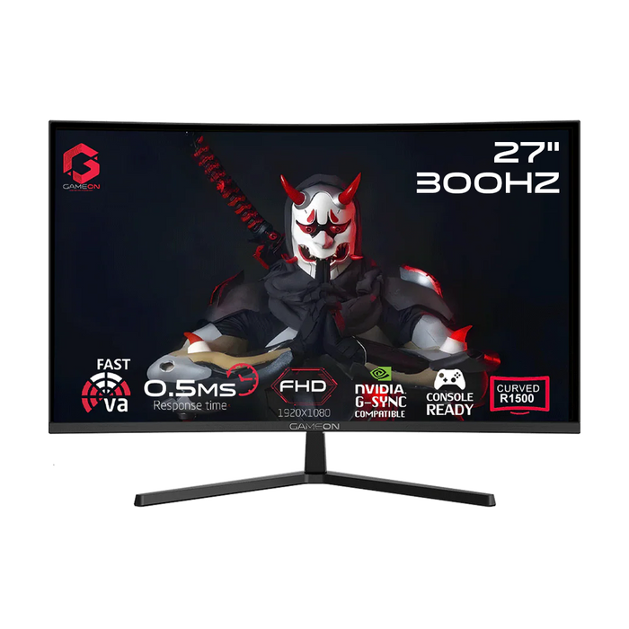 GAMEON GOC27F300 Pro Series 27'' FHD, 300Hz, MPRT 0.5ms, HDMI 2.1, Fast VA Panel Curved Gaming Monitor 1500R, 16:9 (Supports PS5) - Black