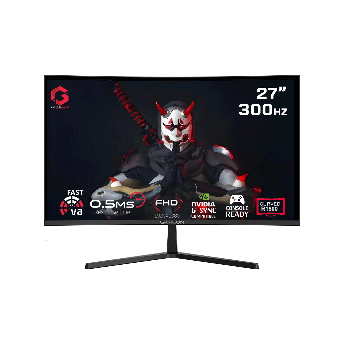 GAMEON GOC27F300 Pro Series 27'' FHD, 300Hz, MPRT 0.5ms, HDMI 2.1, Fast VA Panel Curved Gaming Monitor 1500R, 16:9 (Supports PS5) - Black