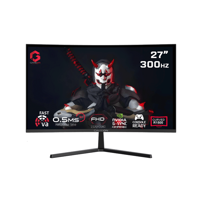 GAMEON GOC27F300 Pro Series 27'' FHD, 300Hz, MPRT 0.5ms, HDMI 2.1, Fast VA Panel Curved Gaming Monitor 1500R, 16:9 (Supports PS5) - Black