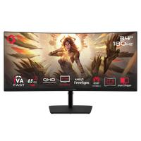 GAMEON GOC34WQHD180VA Spectra Pro Series 34" WQHD, 180Hz, MPRT 0.5ms, HDMI 2.1, Fast VA Panel Curved Gaming Monitor 1500R 21:9 (Supports PS5) - Black