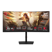 GAMEON GOC34WQHD180VA Spectra Pro Series 34" WQHD, 180Hz, MPRT 0.5ms, HDMI 2.1, Fast VA Panel Curved Gaming Monitor 1500R 21:9 (Supports PS5) - Black