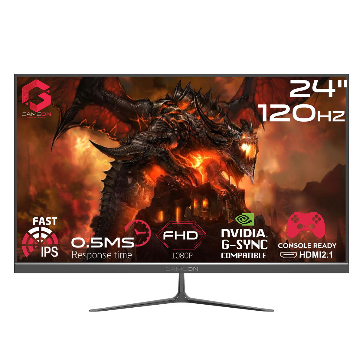 GAMEON GOES24FHD120IPS Essential Series 23.8" FHD, 120Hz, 0.5ms Fast IPS Gaming Monitor (Support PS5) - Black