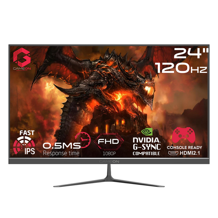 GAMEON GOES24FHD120IPS Essential Series 23.8" FHD, 120Hz, MPRT 0.5ms, HDMI 2.1, Fast IPS Gaming Monitor (Supports PS5) - Black