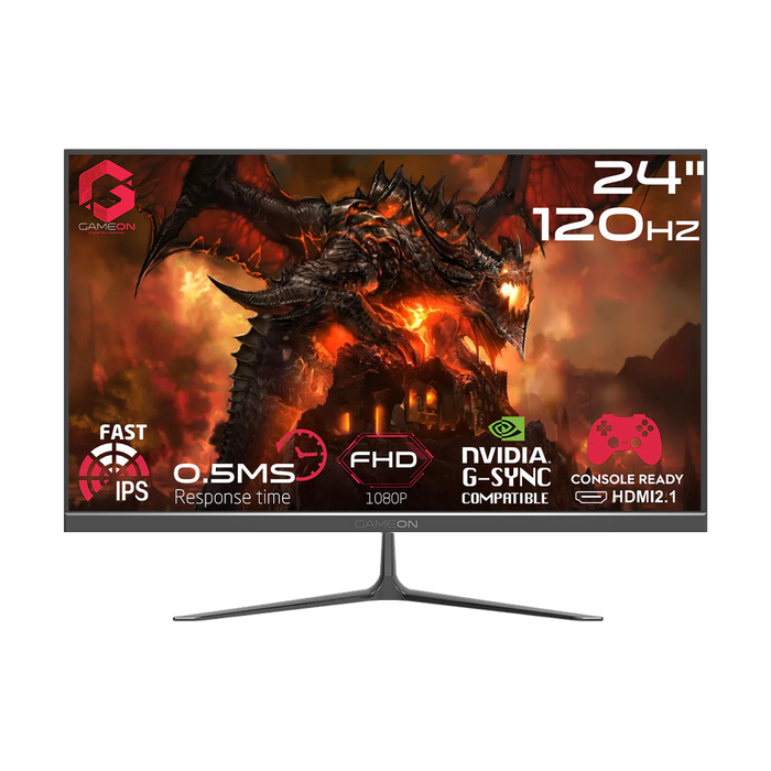 GAMEON GOES24FHD120IPS Essential Series 23.8" FHD, 120Hz, MPRT 0.5ms, HDMI 2.1, Fast IPS Gaming Monitor (Supports PS5) - Black