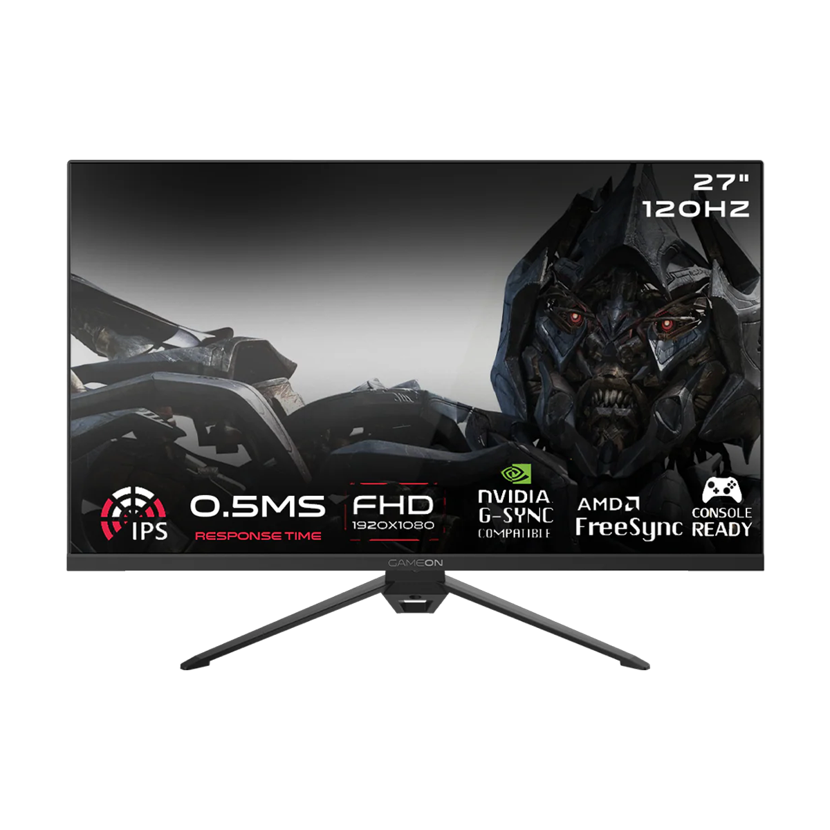 جيم أون, شاشة الألعاب فئة ايسينشال بحجم 27 بوصة, زمن الاستجابه 0.5, اتش دي ام اي 2.1 تدعم سوني 5 - أسود