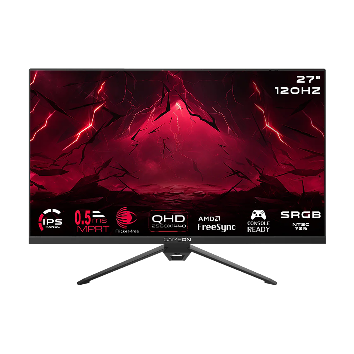GAMEON GOES27QHD120IPS Essential Series 27" QHD, 120Hz, MPRT 0.5ms, HDMI 2.1, Fast IPS Gaming Monitor (Supports PS5) - Black