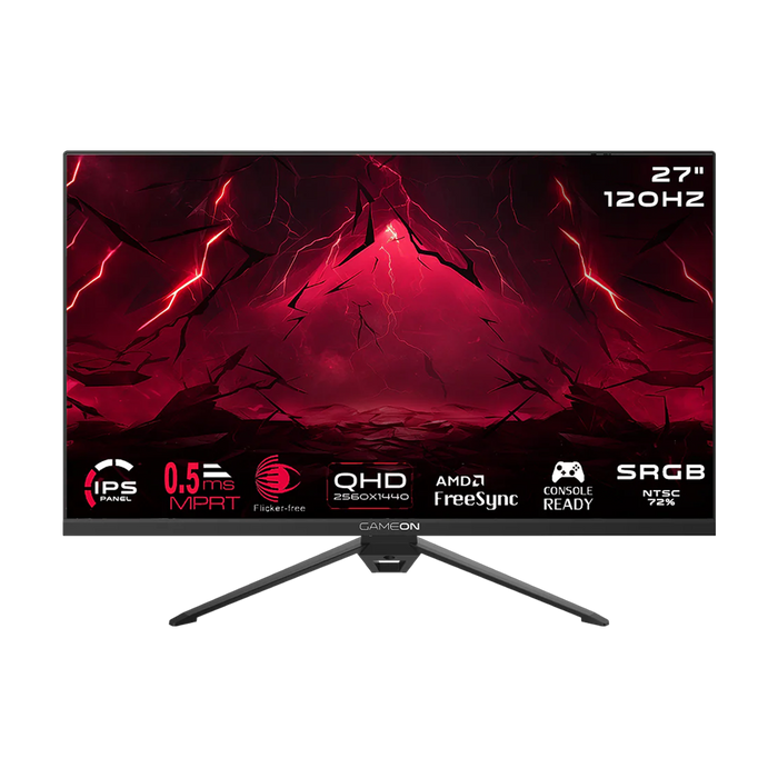 GAMEON GOES27QHD120IPS Essential Series 27" QHD, 120Hz, MPRT 0.5ms, HDMI 2.1, Fast IPS Gaming Monitor (Supports PS5) - Black