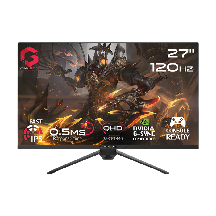 GAMEON GOES27QHD120IPS Essential Series 27" QHD, 120Hz, MPRT 0.5ms, HDMI 2.1, Fast IPS Gaming Monitor (Supports PS5) - Black