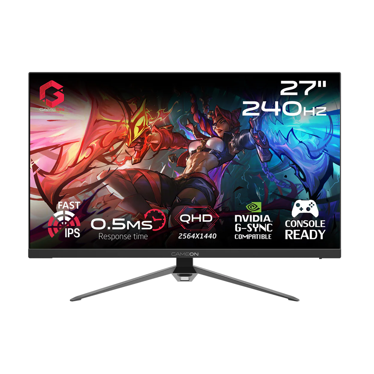 GAMEON GOES27QHD240IPS Esports Series 27" QHD, 240Hz, MPRT 0.5ms, HDMI 2.1, Fast IPS Gaming Monitor (Supports PS5) - Black