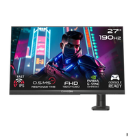 GAMEON GOM27FHD190IPSX Midnight Pro X Series 27" FHD, 190Hz, MPRT 0.5ms, HDMI 2.1, Fast IPS Gaming Monitor (Supports PS5) with Stand - Black
