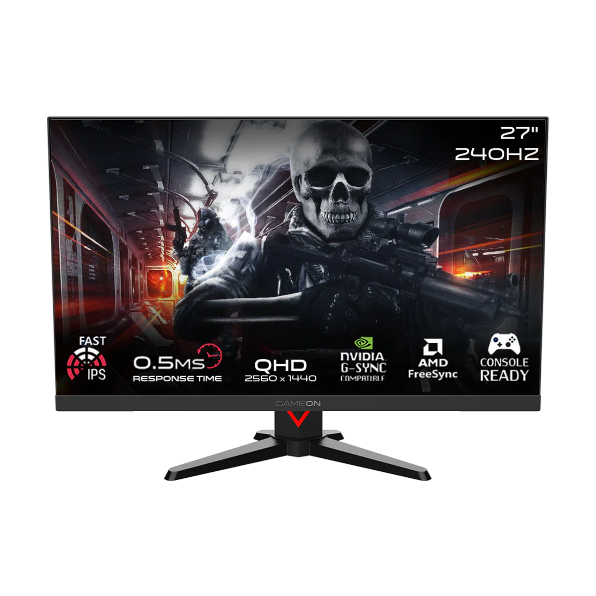 GAMEON GOMD27QHD240IPS Dominator Series 27" QHD, 240Hz, MPRT 0.5ms, HDMI 2.1, Fast IPS Gaming Monitor (Supports PS5) - Black