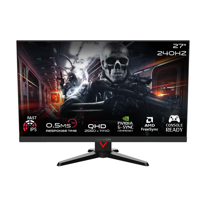 GAMEON GOMD27QHD240IPS Dominator Series 27" QHD, 240Hz, MPRT 0.5ms, HDMI 2.1, Fast IPS Gaming Monitor (Supports PS5) - Black