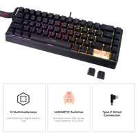 GAMEON MAGPRO Series GOMG1K8-RS 60% RGB Magnetic Mechanical Wired Gaming Keyboard with Customization Software & Wrist Band, Pink Switch - English/Arabic