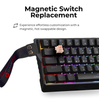 GAMEON MAGPRO Series GOMG1K8-RS 60% RGB Magnetic Mechanical Wired Gaming Keyboard with Customization Software & Wrist Band, Pink Switch - English/Arabic