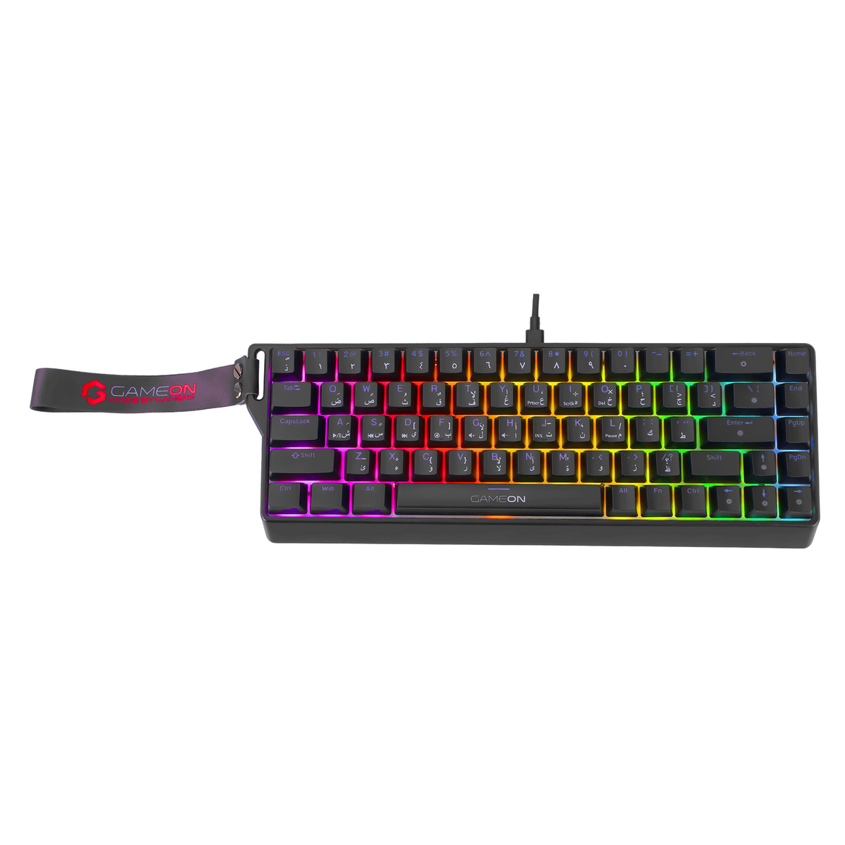 GAMEON MAGPRO Series GOMG1K8-RS 60% RGB Magnetic Mechanical Wired Gaming Keyboard with Customization Software & Wrist Band, Pink Switch - English/Arabic