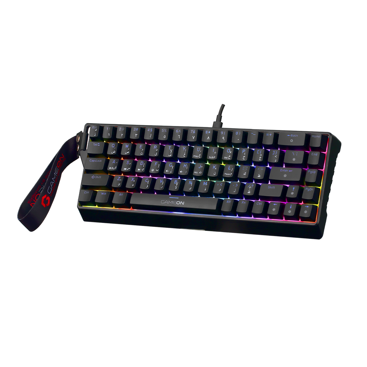 GAMEON MAGPRO Series GOMG1K8-RS 60% RGB Magnetic Mechanical Wired Gaming Keyboard with Customization Software & Wrist Band, Pink Switch - English/Arabic
