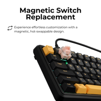 GAMEON VOLT GOMGK68-RS 60% RGB Magnetic Gaming Keyboard - Side angle showing detachable Type-C cable connection and pink magnetic switch detail.