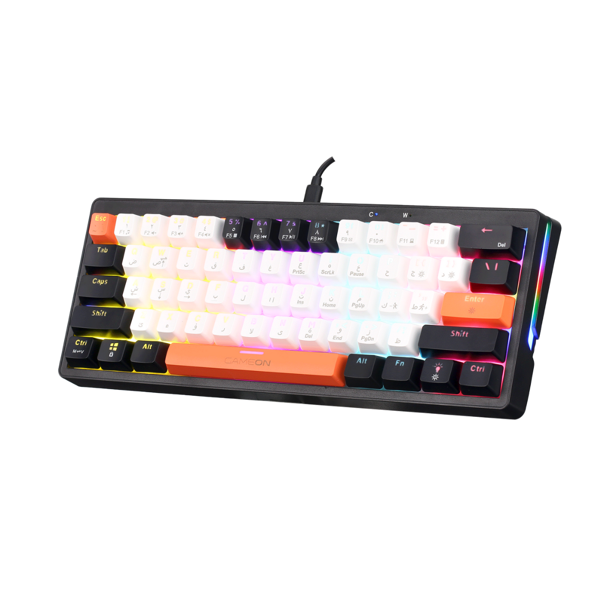 GAMEON AEROX Series GOMK160-RS 60% RGB Mechanical Wired Gaming Keyboard, Red Switch - English/Arabic