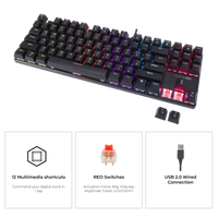 GAMEON KENORA Series GOMK87-RS 80% RGB Mechanical Wired Gaming Keyboard, Red Switch - English/Arabic