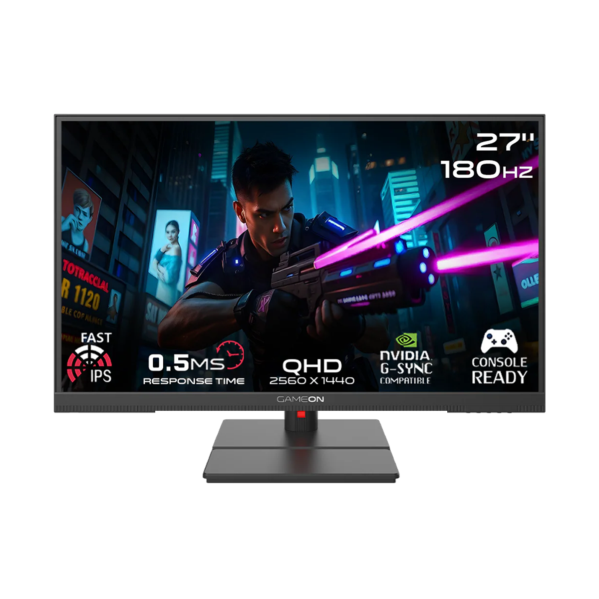 GAMEON GOML27QHD180IPS Midnight Signature Series 27" QHD, 180Hz, MPRT 0.5ms, HDMI 2.1, Fast IPS Mini LED Gaming Monitor (Supports PS5) - Black