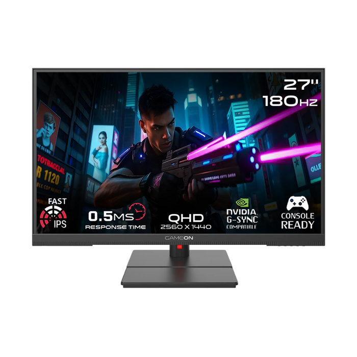 GAMEON GOML27QHD180IPS Midnight Signature Series 27" QHD, 180Hz, MPRT 0.5ms, HDMI 2.1, Fast IPS Mini LED Gaming Monitor (Supports PS5) - Black