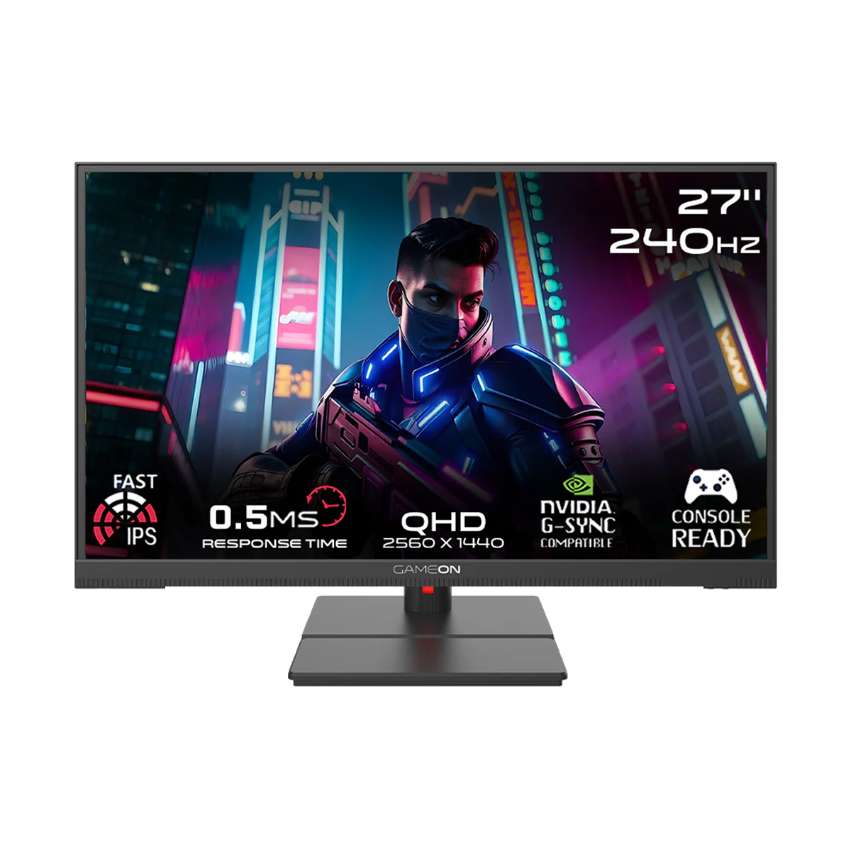 GAMEON GOML27QHD240IPS Midnight Signature Series 27" QHD, 240Hz, MPRT 0.5ms, HDMI 2.1, Fast IPS Mini LED Gaming Monitor (Supports PS5) - Black