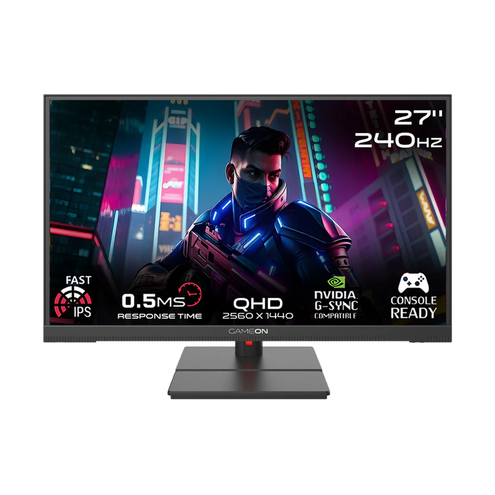 GAMEON GOML27QHD240IPS Midnight Signature Series 27" QHD, 240Hz, MPRT 0.5ms, HDMI 2.1, Fast IPS Mini LED Gaming Monitor (Supports PS5) - Black